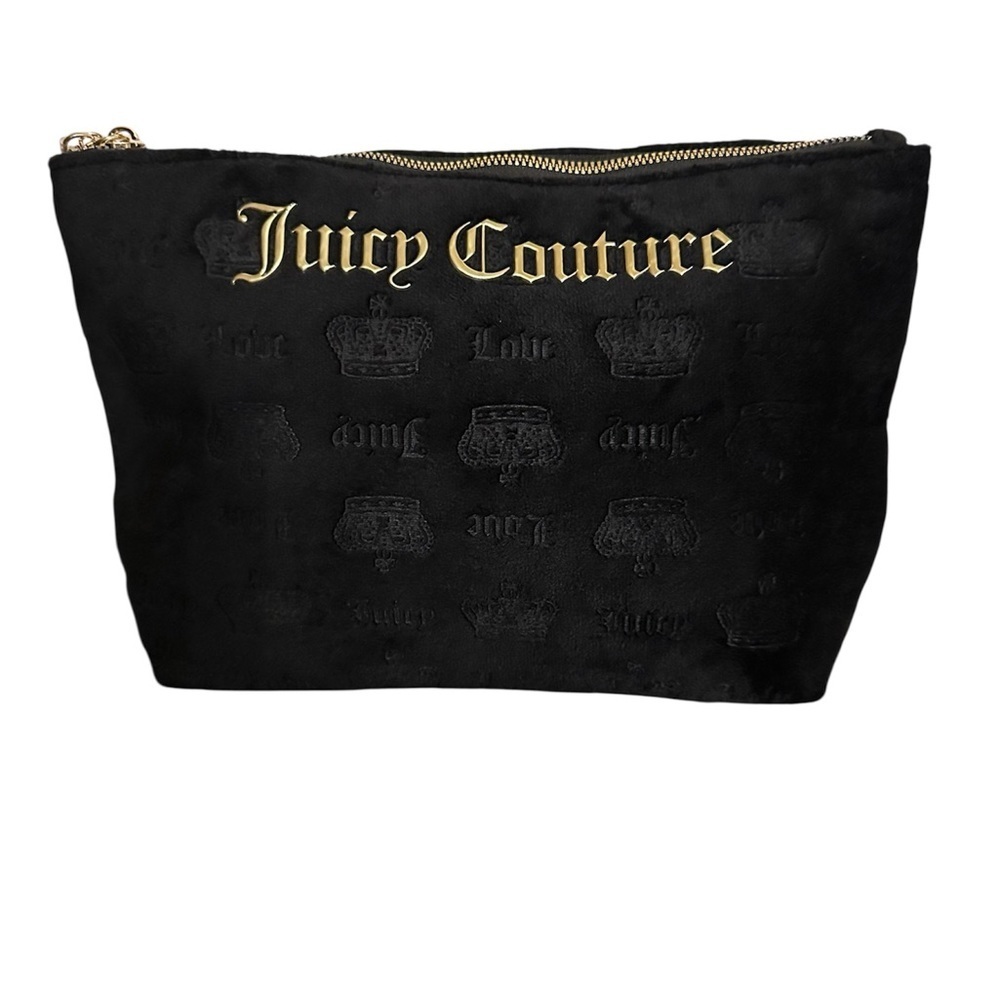 NWOT Juicy Couture Black Cosmetic Bag with Gold Branding